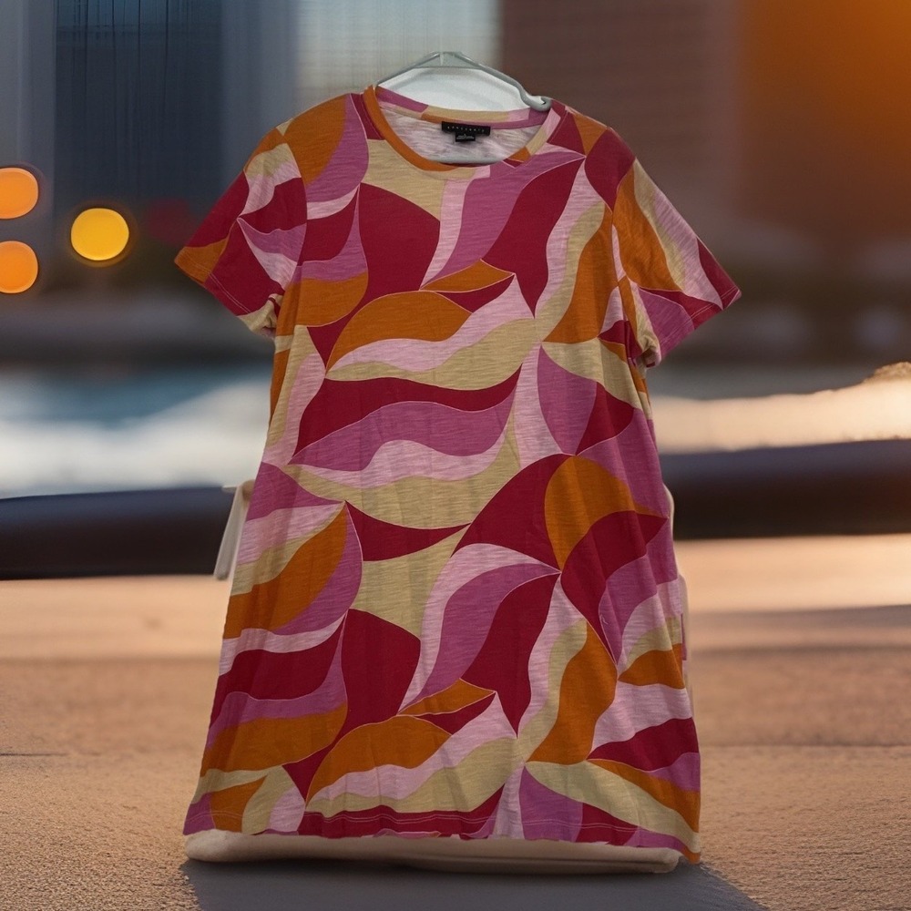 Sanctuary Dress Womens Large Multicolor‎ Geometric T-Shirt Jersey Cutout Back